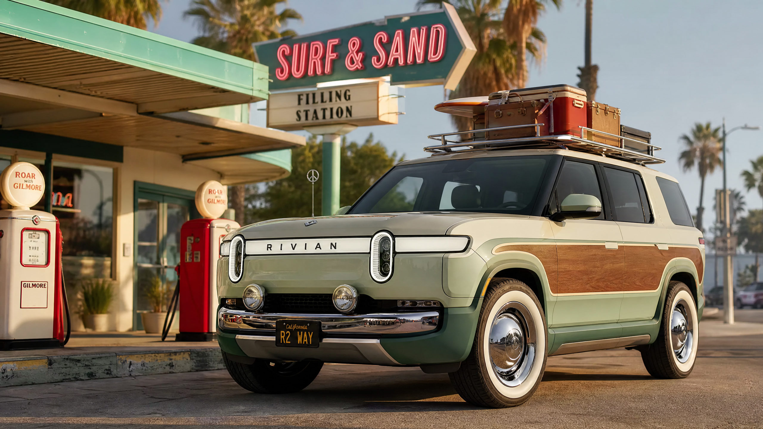 Rivian R2 Retro Surf Wagon Build - Cream and Mint